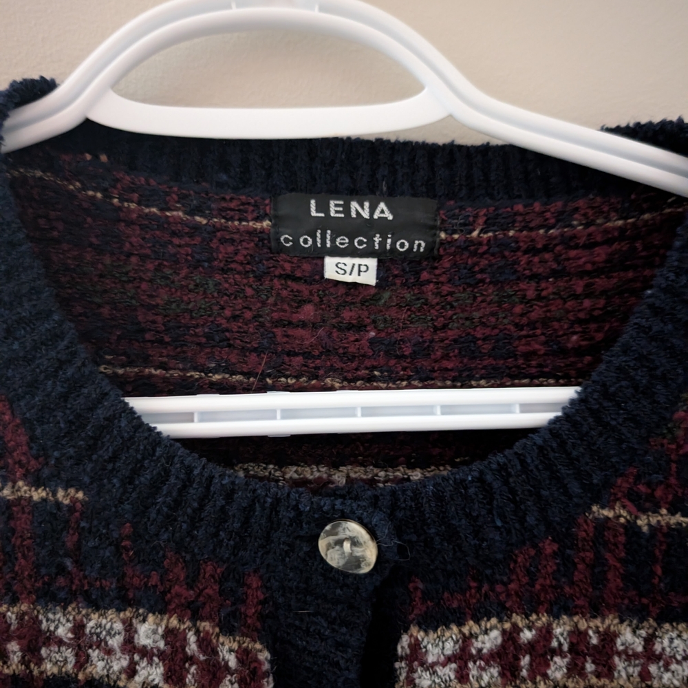 Lena Collection Burgundy and Navy Cardigan - Picture 5 of 5